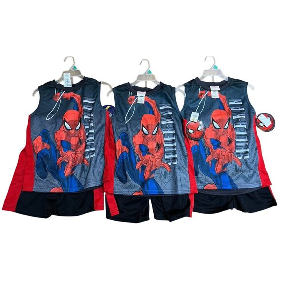 Marvel Spider-man Boys Size 7 Pajama Set Tank Top Shorts Lot  3 Spiderman NWT - Picture 1 of 3